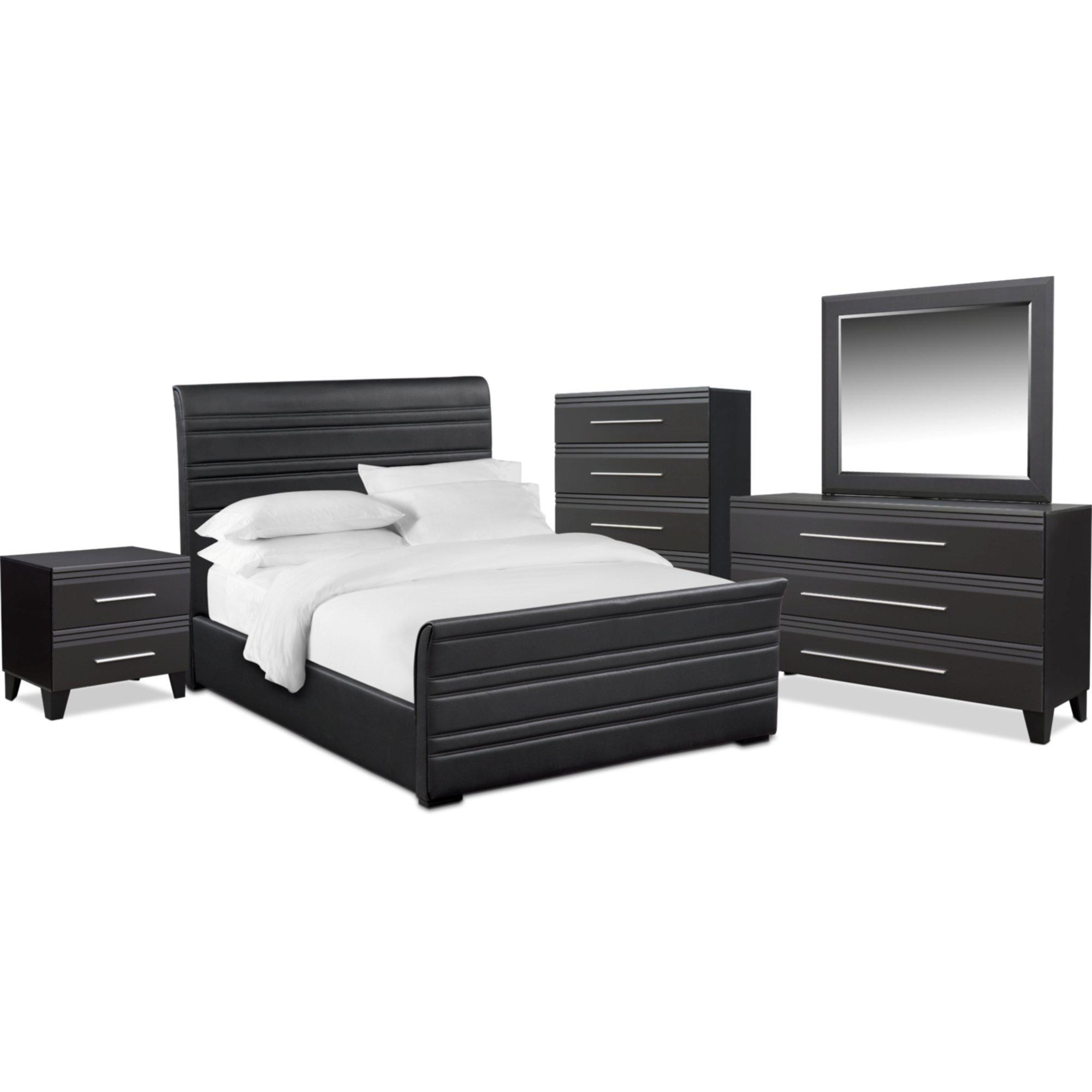 Rent to Own Ideaitalia 7 Piece New Deal Black II Queen Bedroom Set at